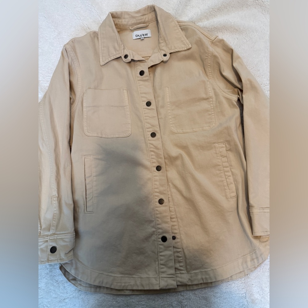 Duer Beige Button-Front Canvas Shirt Jacket